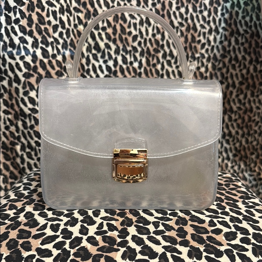 Transparent Handbag with Gold Accent